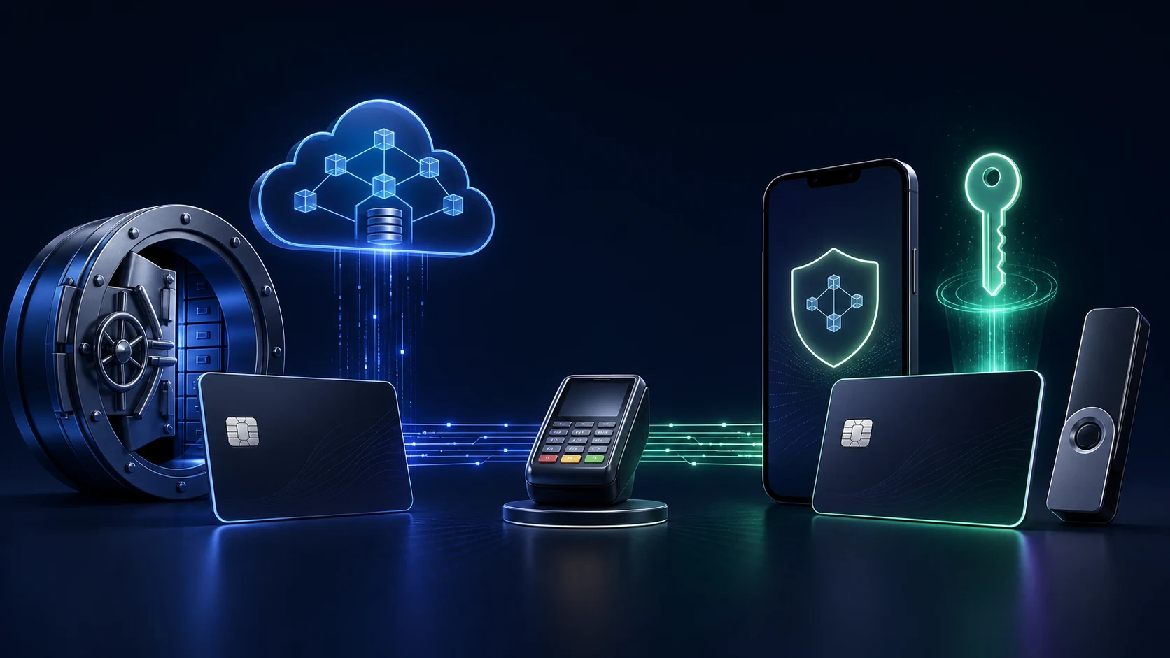 Custodial crypto card linked to a provider vault and a non-custodial card linked to a user-controlled wallet